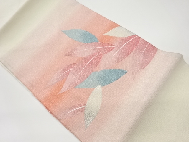 リサイクル　葉模様織出し名古屋帯